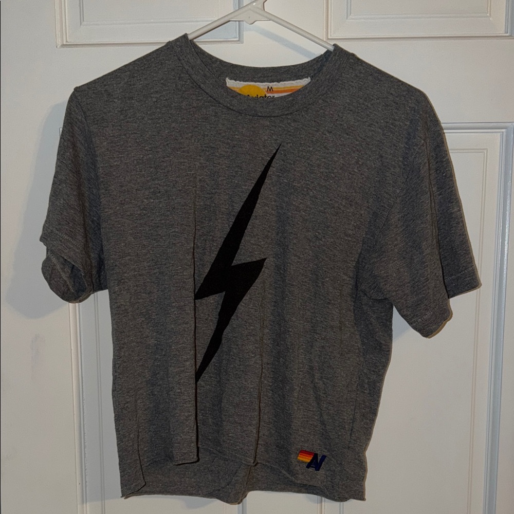 Aviator nation, cropped T-shirt  Black Lightning Bolt